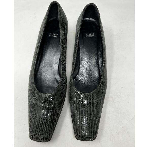 Stuart Weitzman Pump Women's Closed Toe Heels Shoes Faux Leather Black Size‎ 6W - Picture 3 of 8